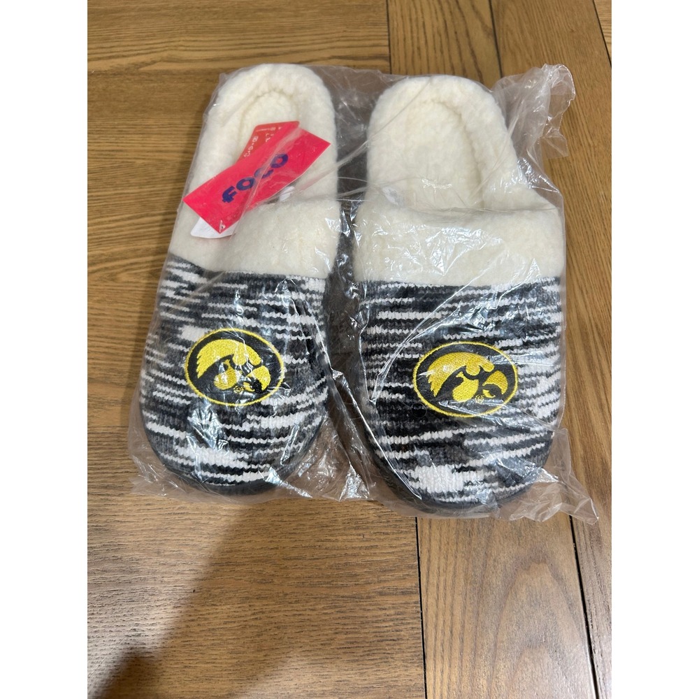 Iowa Hawkeyes Slippers FOCO Cozy House Shoes Team Logo Knit Unisex